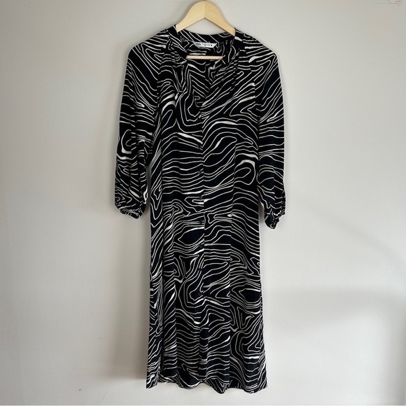 ZARA Printed Button Down Midi Dress - Picture 3 of 7